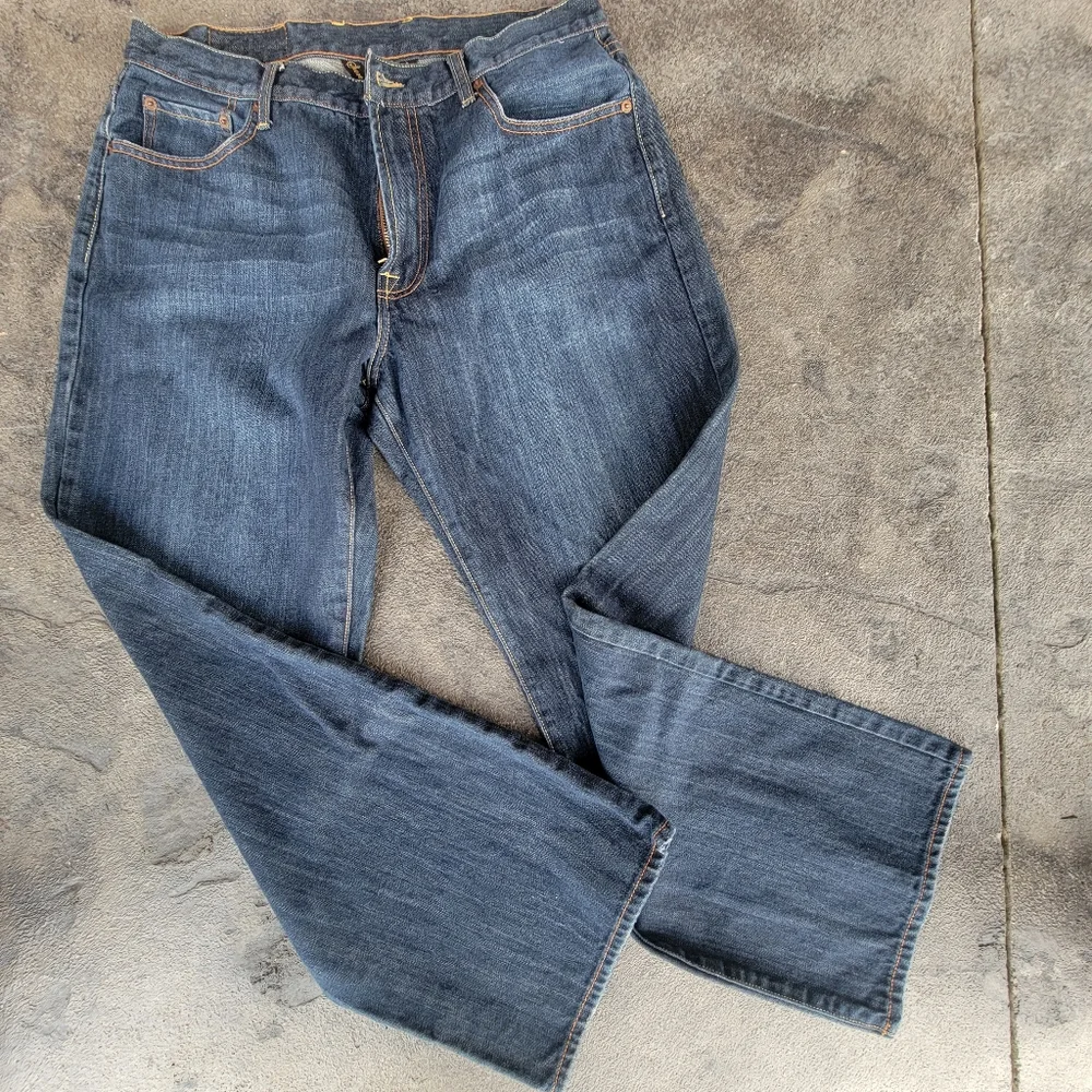 Men's Lucky Brand Dark Fade Relaxed Straight Leg Short Inseam Jeans Size 34